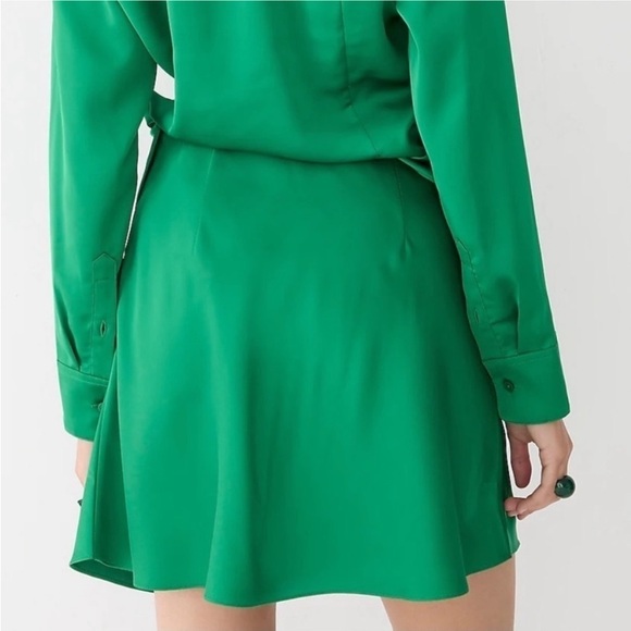 NWT J. Crew Gwen Emerald Green Satin Mini Slip Skirt Women’s Plus Size 2X - Picture 3 of 4